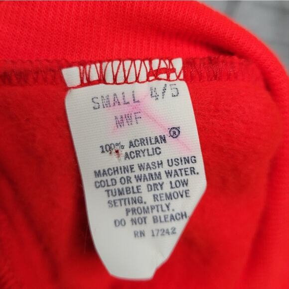 Vintage 80s Kids Red w/ White Stripe Tracksuit 2 Piece Set, Size Small 4/5 - Picture 7 of 8